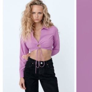 70’s Inspired Ring Detail Crop Shirt